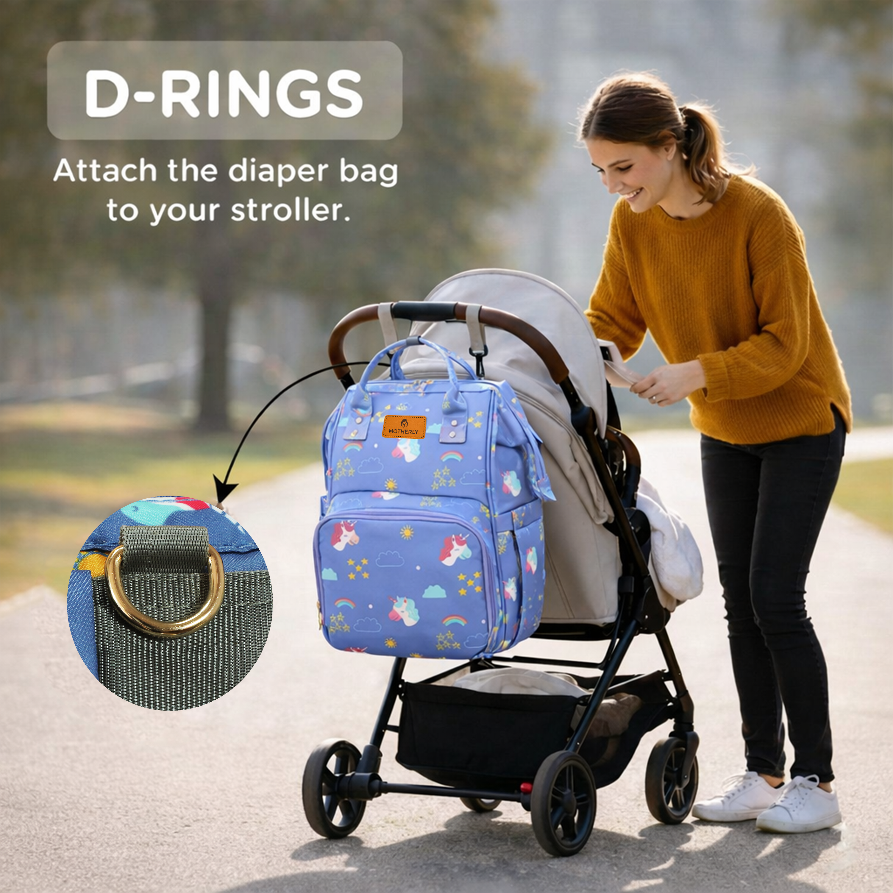 Motherly Elegant Diaper Bag for Moms – Water-Resistant Maternity & Travel Bag with Multiple Pockets & Warranty