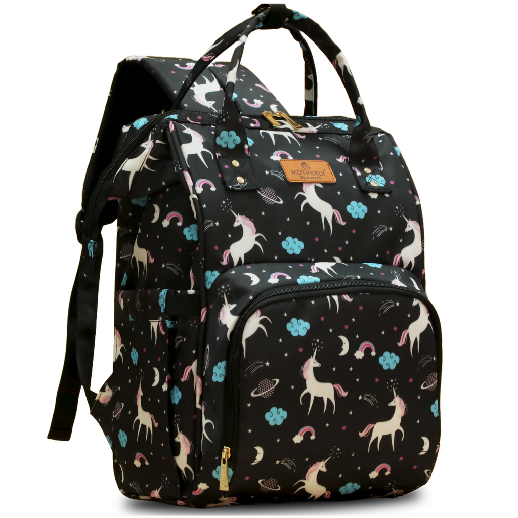 Motherly Patented Diaper Bag Backpack for Moms | Waterproof Baby Travel & Maternity Bag | Spacious Nappy Bag with Insulated Bottle Pockets & Warranty  (Elegant Series)