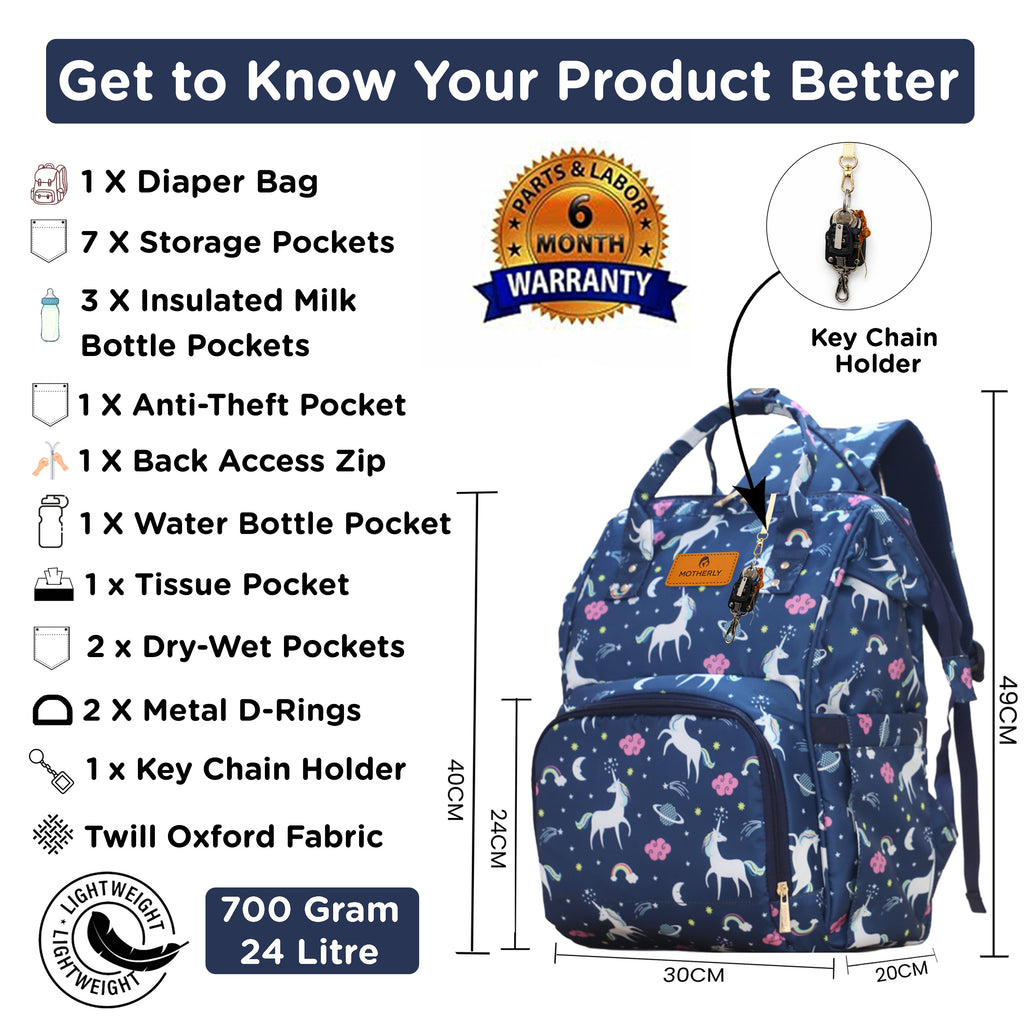 Motherly Elegant Diaper Bag for Moms – Water-Resistant Maternity & Travel Bag with Multiple Pockets & Warranty