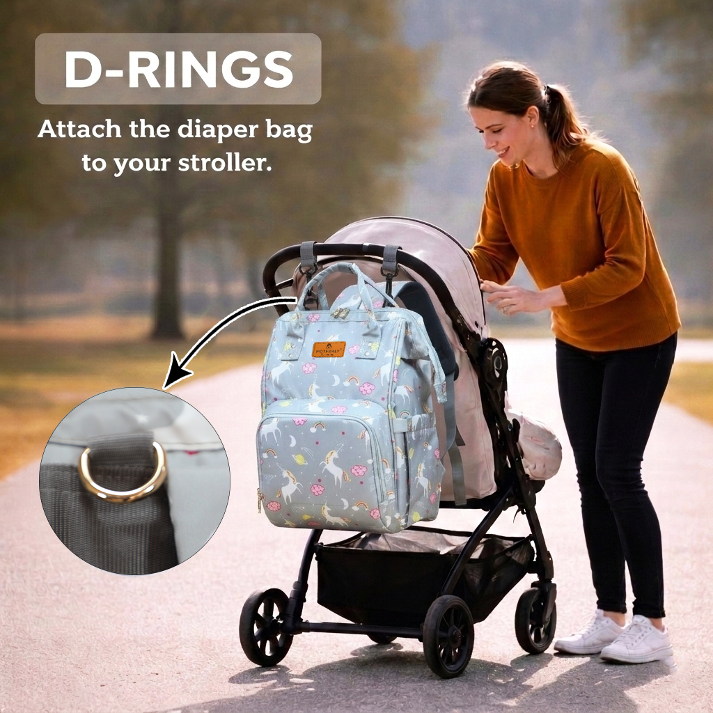 Motherly Elegant Diaper Bag for Moms – Water-Resistant Maternity & Travel Bag with Multiple Pockets & Warranty