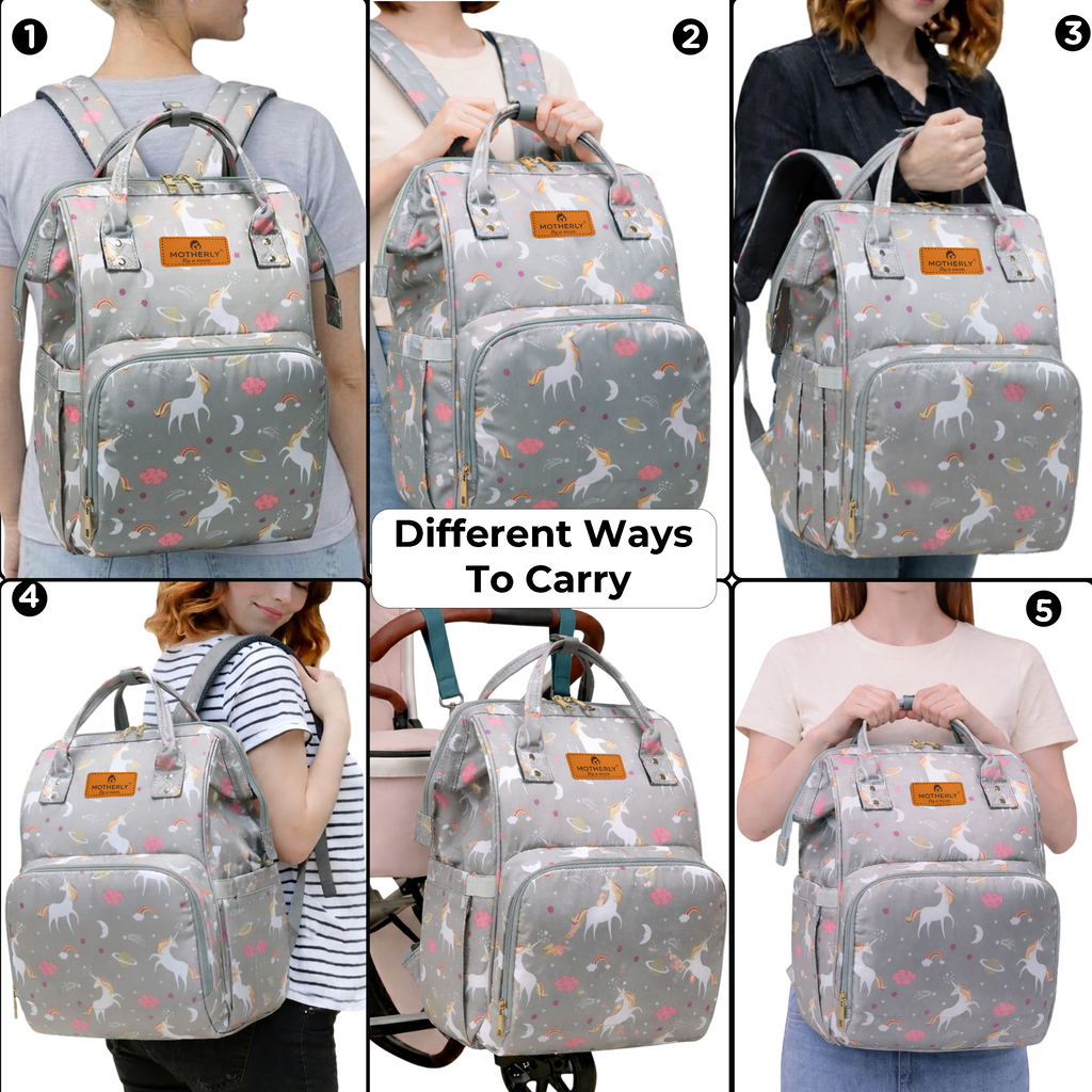 Motherly Elegant Diaper Bag for Moms – Water-Resistant Maternity & Travel Bag with Multiple Pockets & Warranty