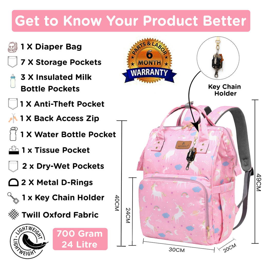 Motherly Elegant Diaper Bag for Moms – Water-Resistant Maternity & Travel Bag with Multiple Pockets & Warranty