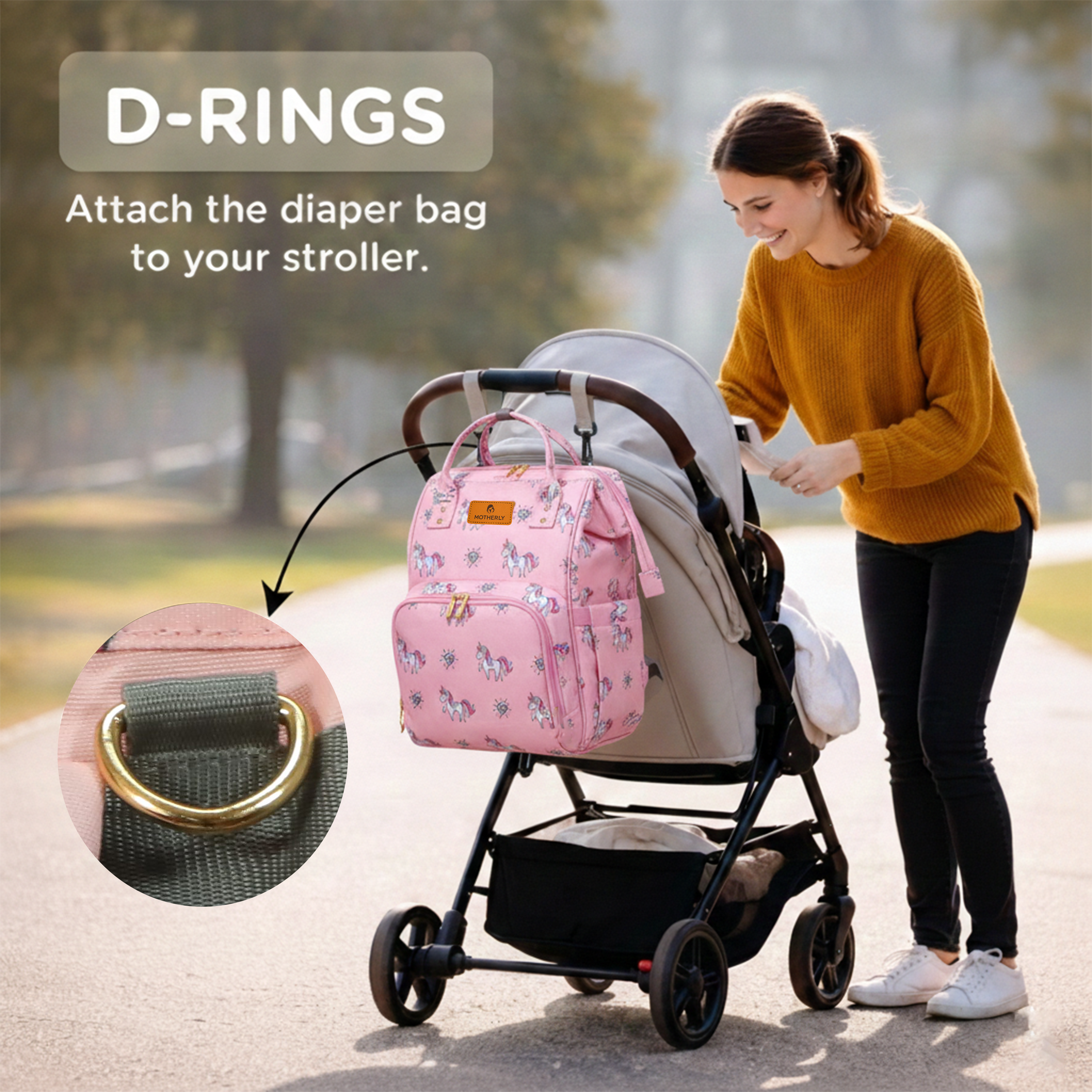 Motherly Elegant Diaper Bag for Moms – Water-Resistant Maternity & Travel Bag with Multiple Pockets & Warranty