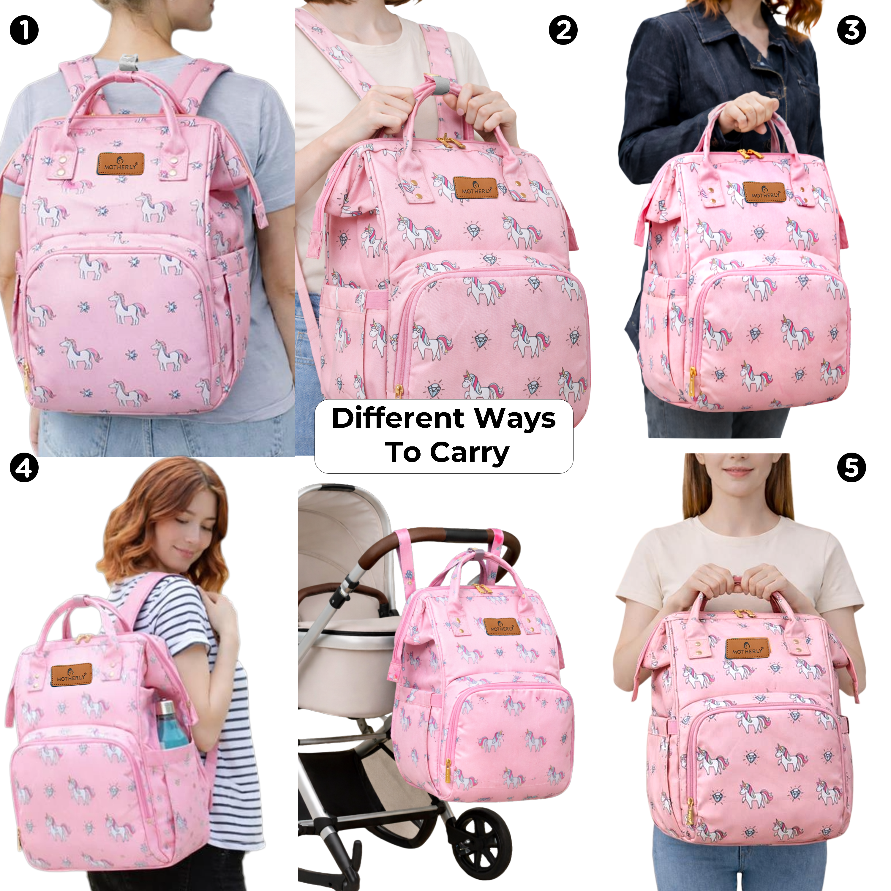 Motherly Elegant Diaper Bag for Moms – Water-Resistant Maternity & Travel Bag with Multiple Pockets & Warranty
