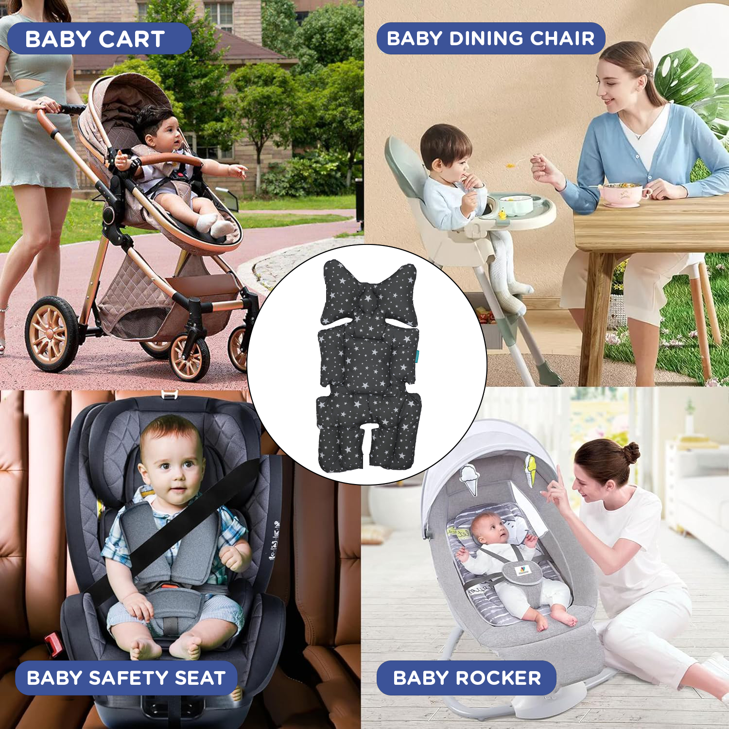 Motherly Baby Stroller Seat Cushion – Breathable, Multi-Purpose Padding for Stroller, Car Seat & High Chair