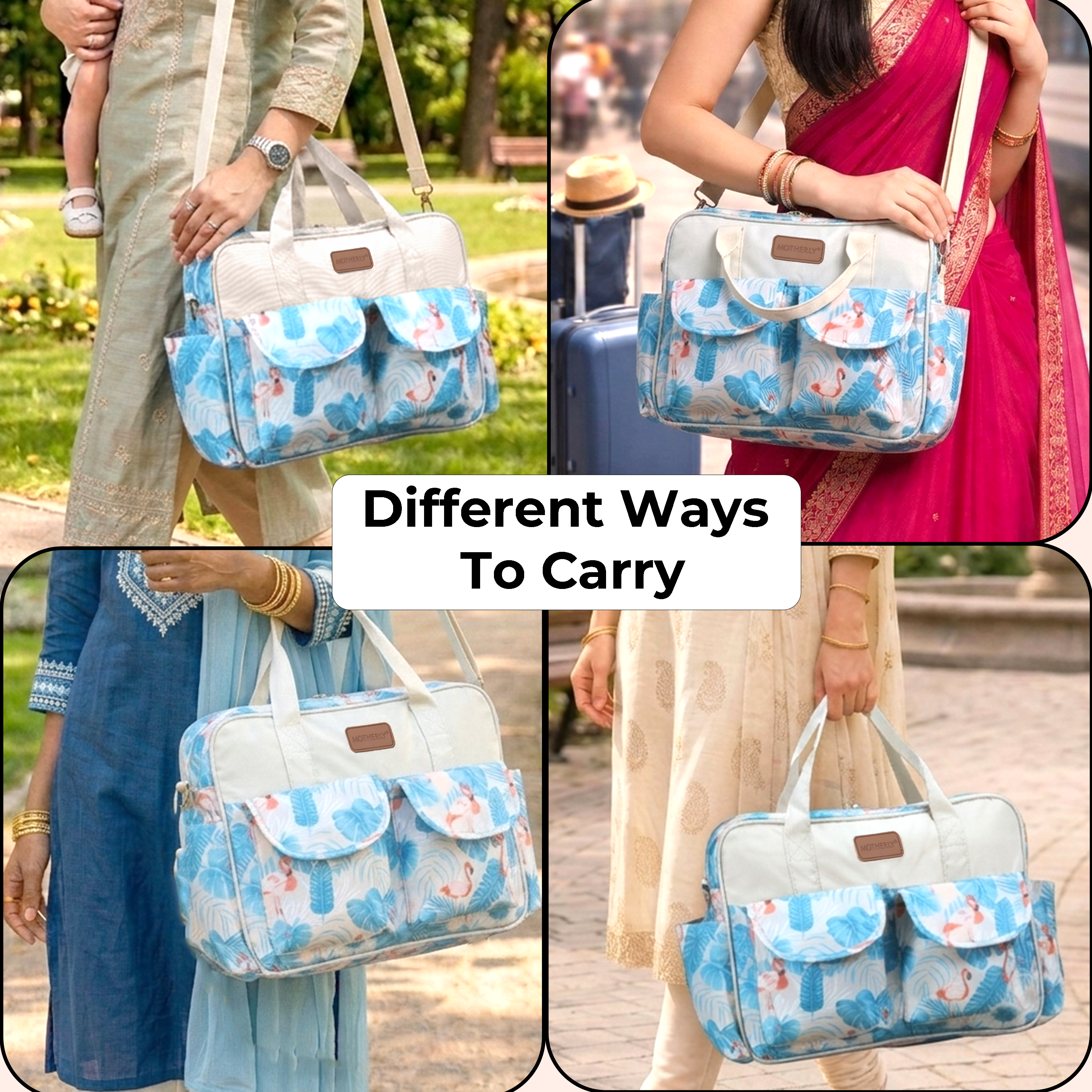 Motherly Grace Diaper Bag for Moms | Waterproof Maternity & Baby Travel Bag with Changing Mat | Large Capacity Hospital Bag for Newborn Essentials