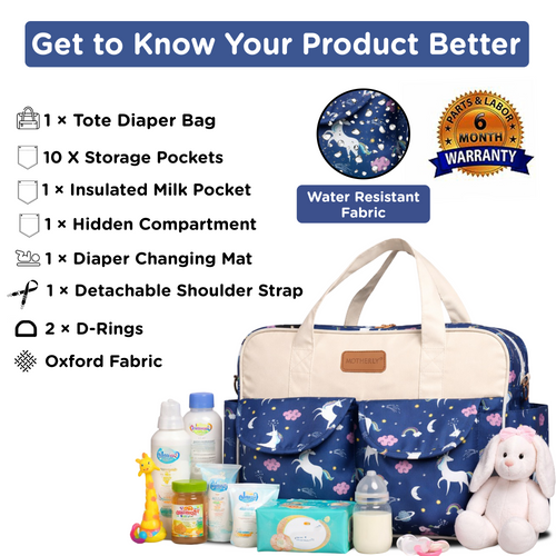 Motherly Grace Diaper Bag for Moms | Waterproof Maternity & Baby Travel Bag with Changing Mat | Large Capacity Hospital Bag for Newborn Essentials