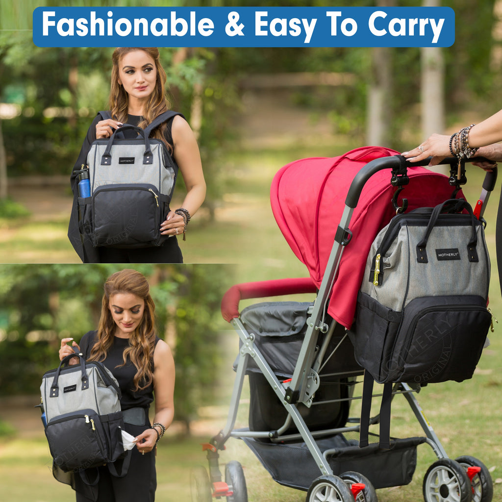 Motherly League Solid Color Diaper Bag for Mothers for Travel, Maternity Bag for Newborn Baby, Mother Travelling Bag, Multiple Pocket Water Resistant Hospital Bag for moms with Warranty - MOTHERLY