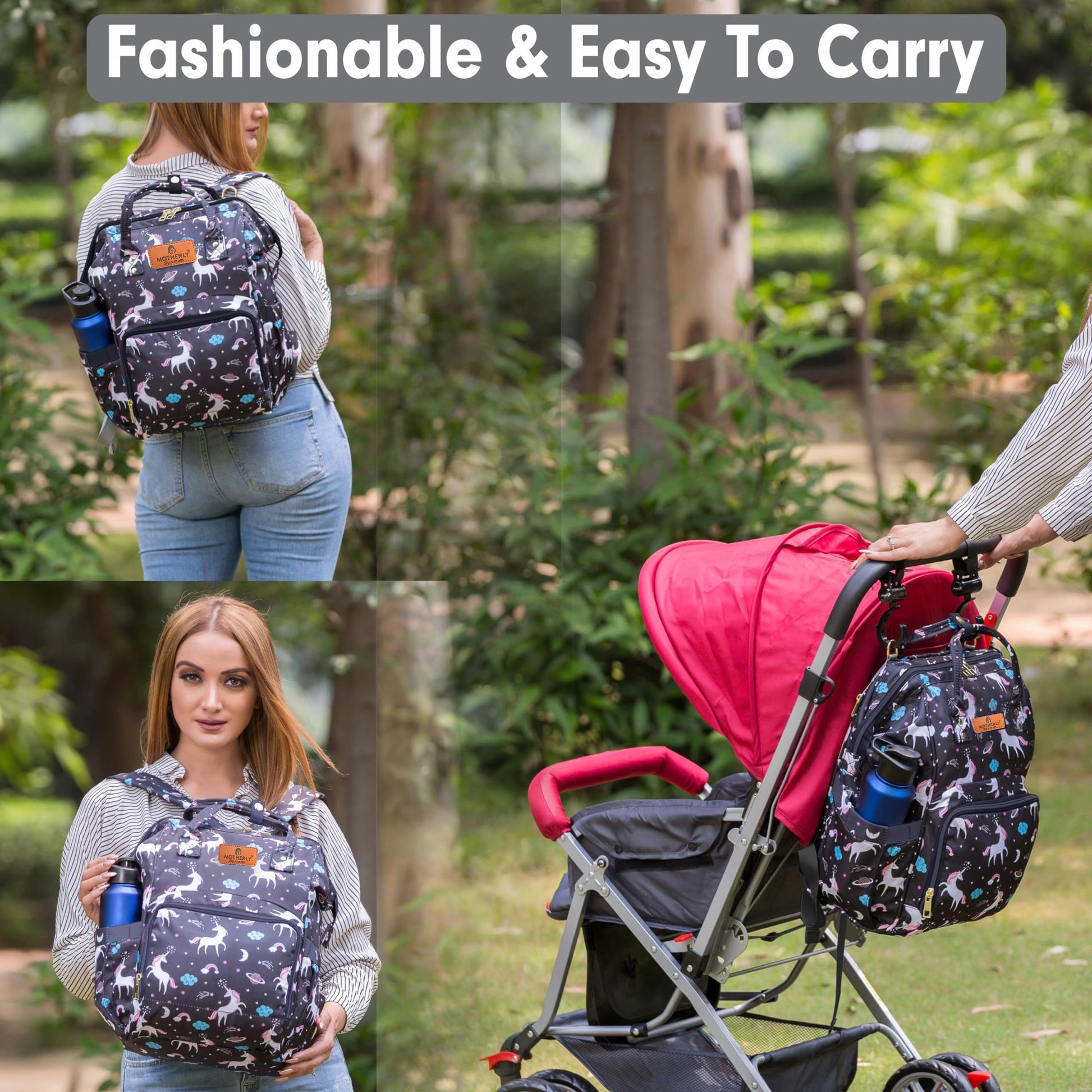 Motherly Elegant Diaper Bag for Moms – Water-Resistant Maternity & Travel Bag with Multiple Pockets & Warranty
