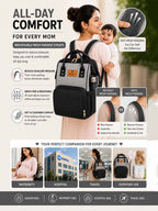 Motherly Crown Diaper Bag for Moms – Water-Resistant Travel & Maternity Bag with Multiple Pockets & 6-Month Warranty