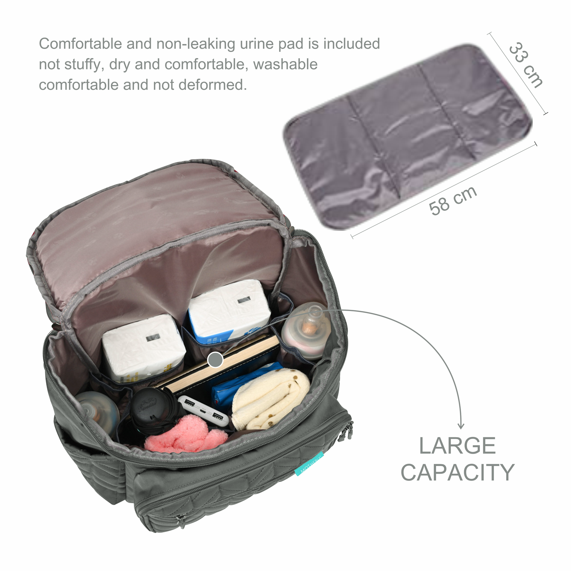 Motherly Baby Diaper Bag for Mothers specious and large travel diaper bags for Mom for travel |6 Month Warranty |(Black) - MOTHERLY