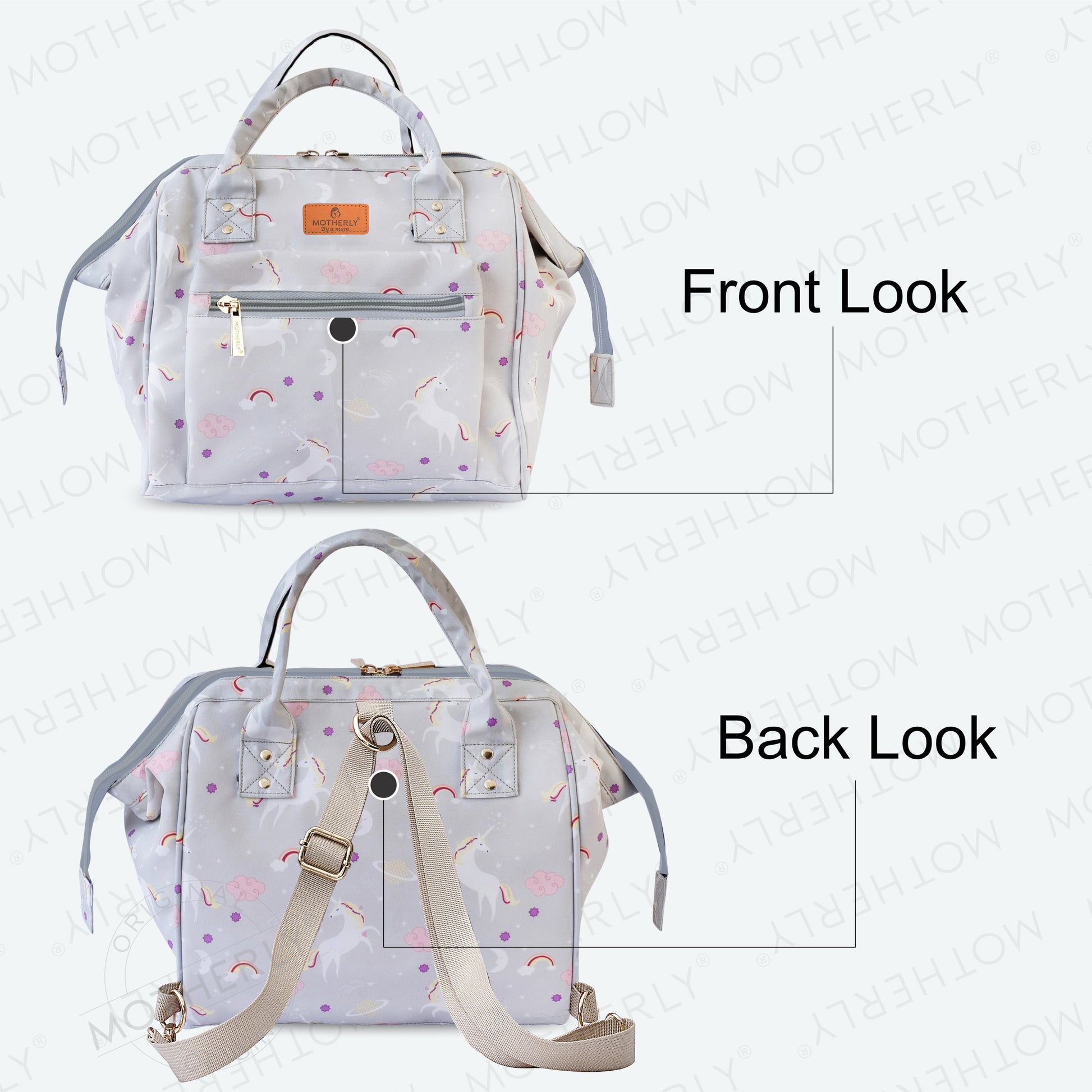 Motherly Elegant Diaper Bag for Moms – Water-Resistant Maternity & Travel Bag with Multiple Pockets & Warranty