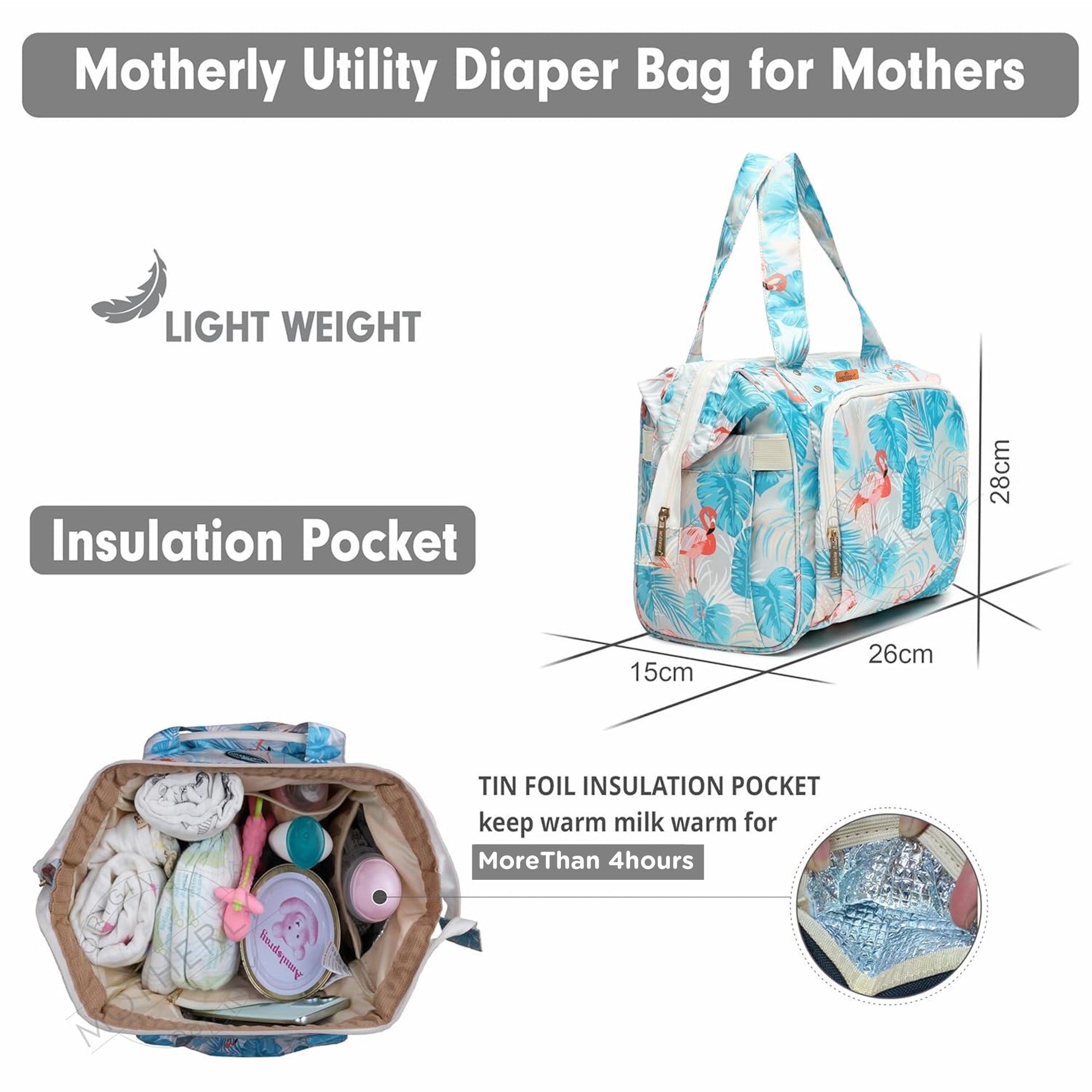 Motherly Elegant Diaper Bag for Moms – Water-Resistant Maternity & Travel Bag with Multiple Pockets & Warranty