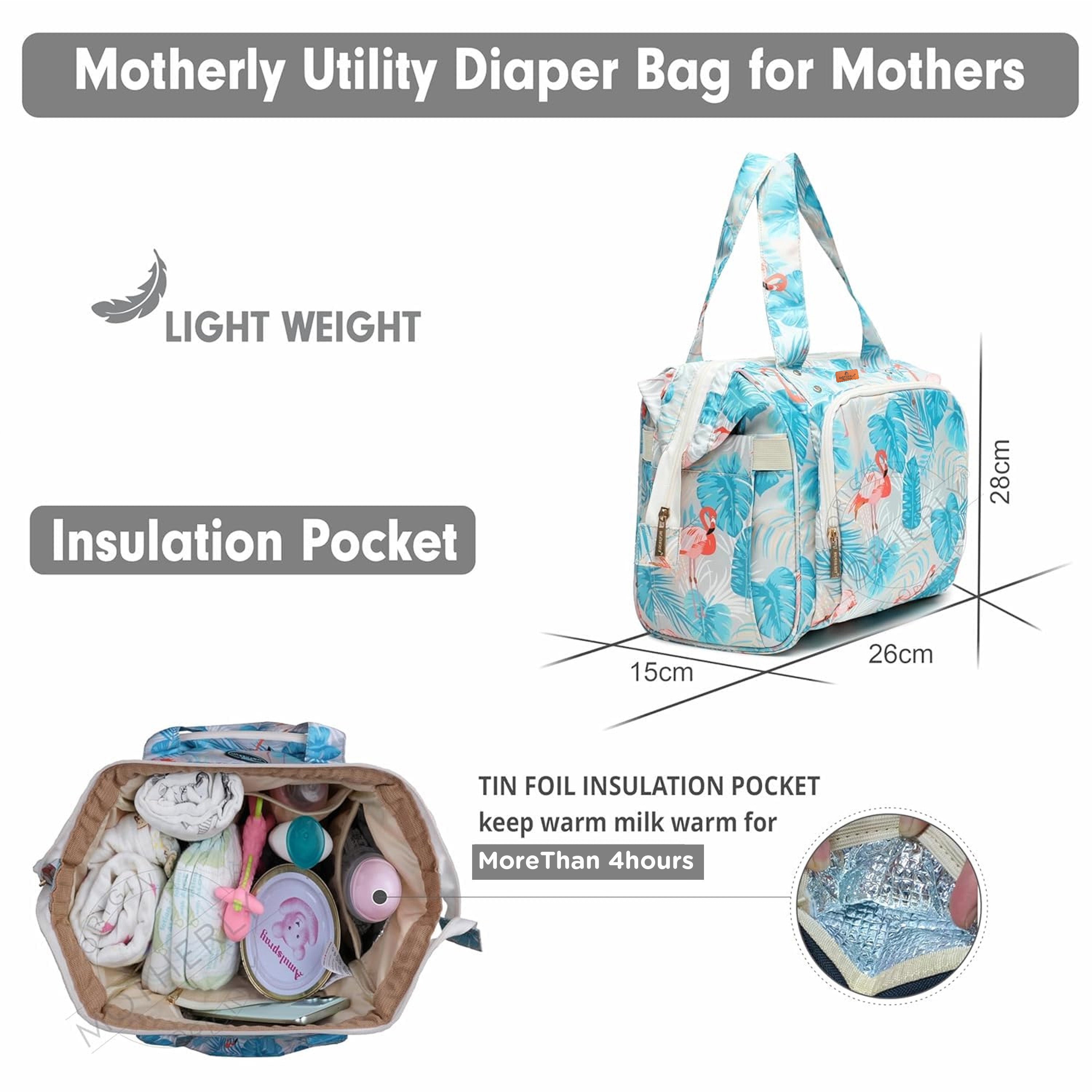 Motherly Elegant Diaper Bag for Moms – Water-Resistant Maternity & Travel Bag with Multiple Pockets & Warranty