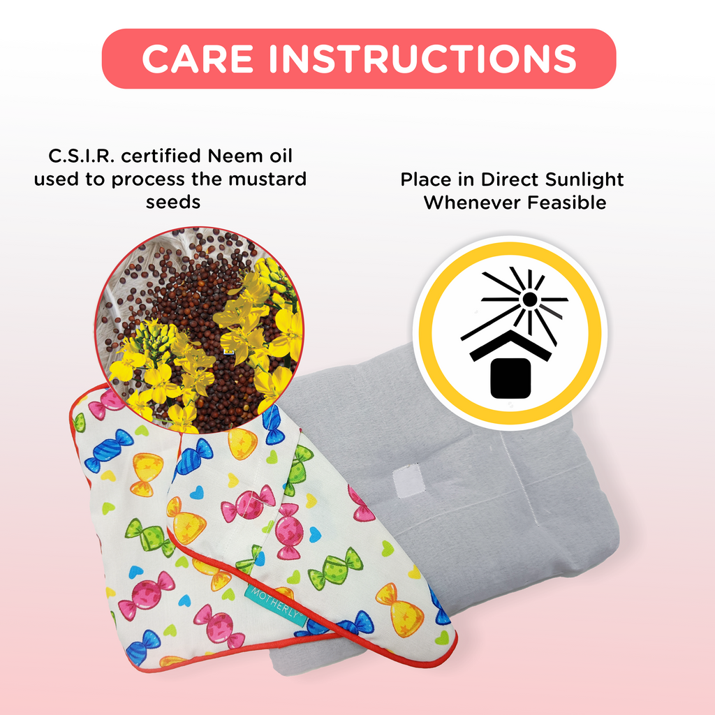 Motherly Mustard Seed Pillow for Newborns (0–12 Months) – Neem-Coated, Cotton Head Shaping Pillow for Gifting - Toffee