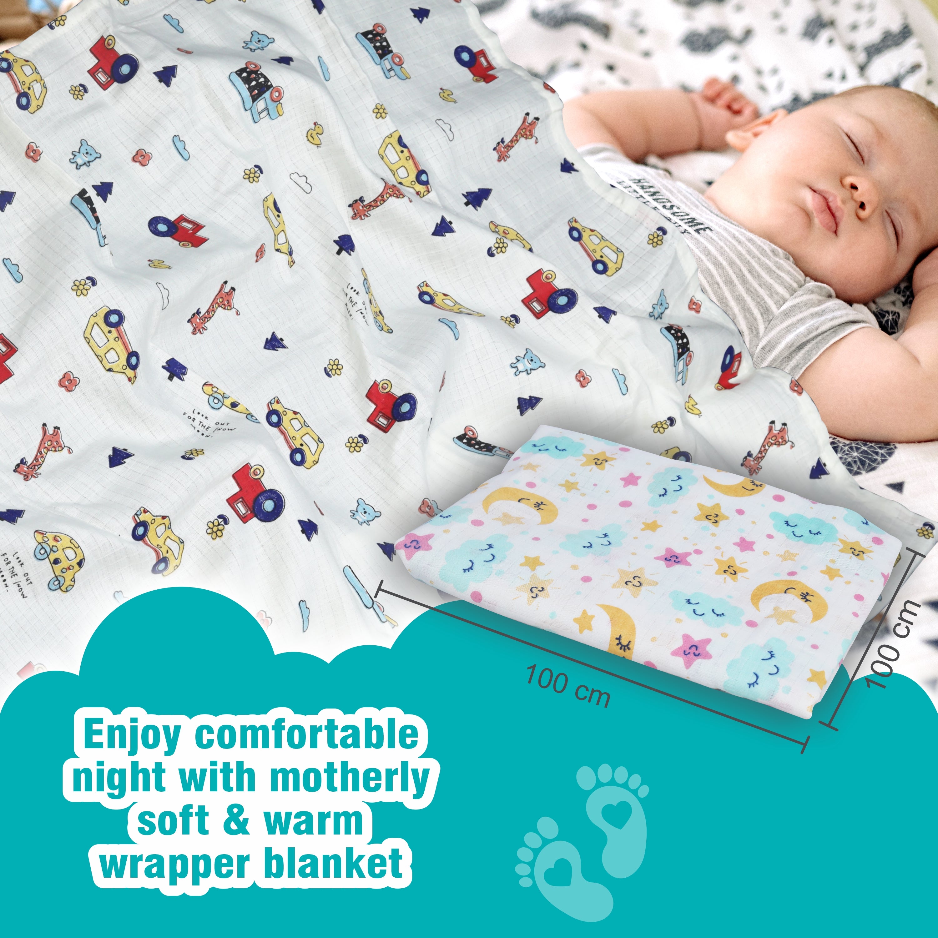 Motherly Muslin Baby Swaddle Wrap Burping Cloth for Newborn Baby, Malmal Baby Swaddle Wrap, Dreamy Wrap Cozy Swaddle, Breathable Soft Receiving Blanket for Newborn Boys & Girls Infant Gift (Pack of 2) - MOTHERLY