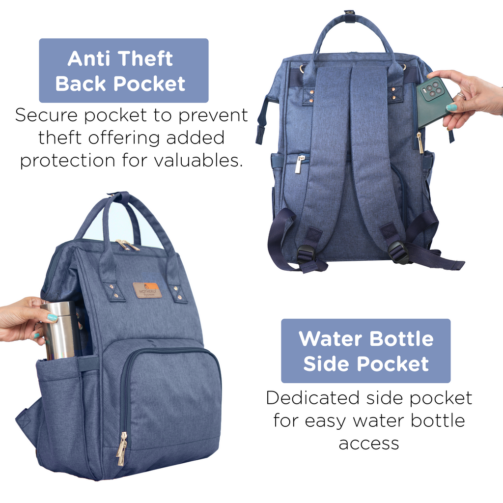 Motherly Crown Diaper Bag for Moms – Water-Resistant Travel & Maternity Bag with Multiple Pockets & 6-Month Warranty