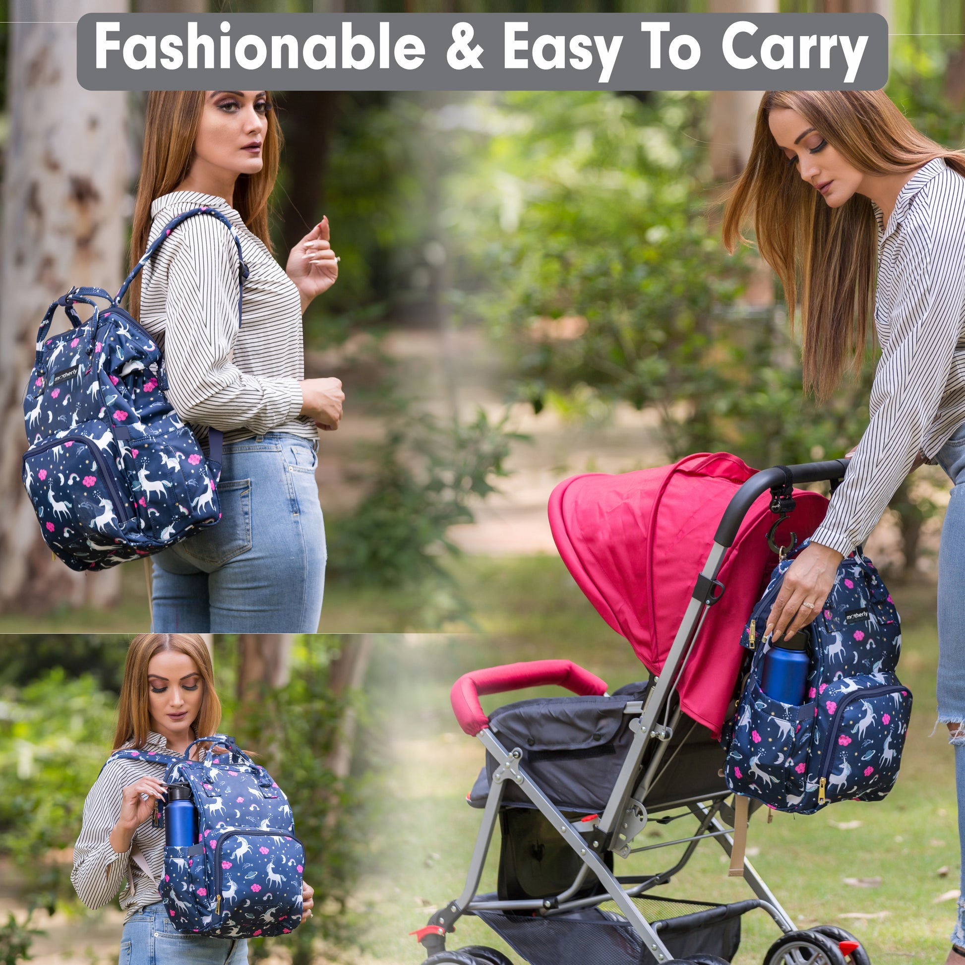 Motherly Elegant Diaper Bag for Mothers for Travel, Maternity Bag for Newborn Baby, Mothers Travelling Bag, Multipocket Water Resistant Baby Bag, Hospital Bag for Moms - MOTHERLY