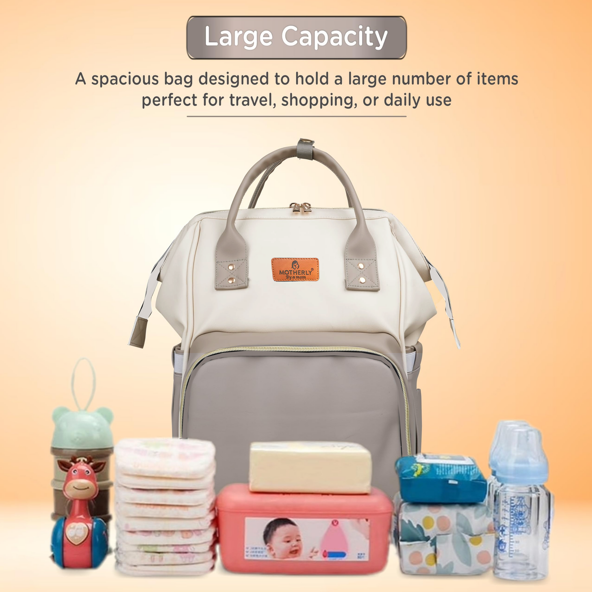 Motherly Envy Diaper Bag for Moms – Spacious, Waterproof Travel & Maternity Bag with Accessories