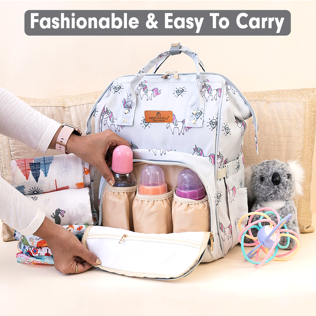 Motherly Elegant Diaper Bag for Moms – Water-Resistant Maternity & Travel Bag with Multiple Pockets & Warranty