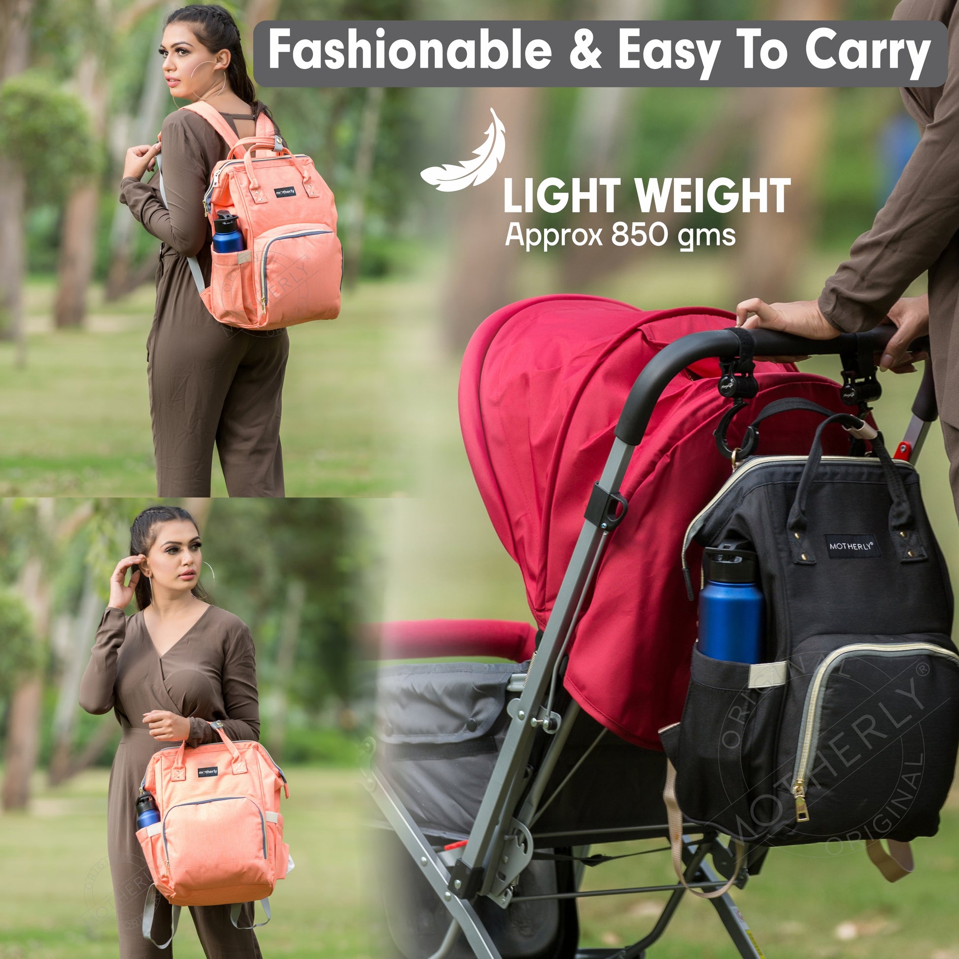 Motherly Crown Solid Color Diaper Backpack for Mothers, Maternity Bag for Newborn Baby, Mother Travelling Bag, Multiple Pocket Water Resistant Hospital Bag for moms with Warranty - MOTHERLY