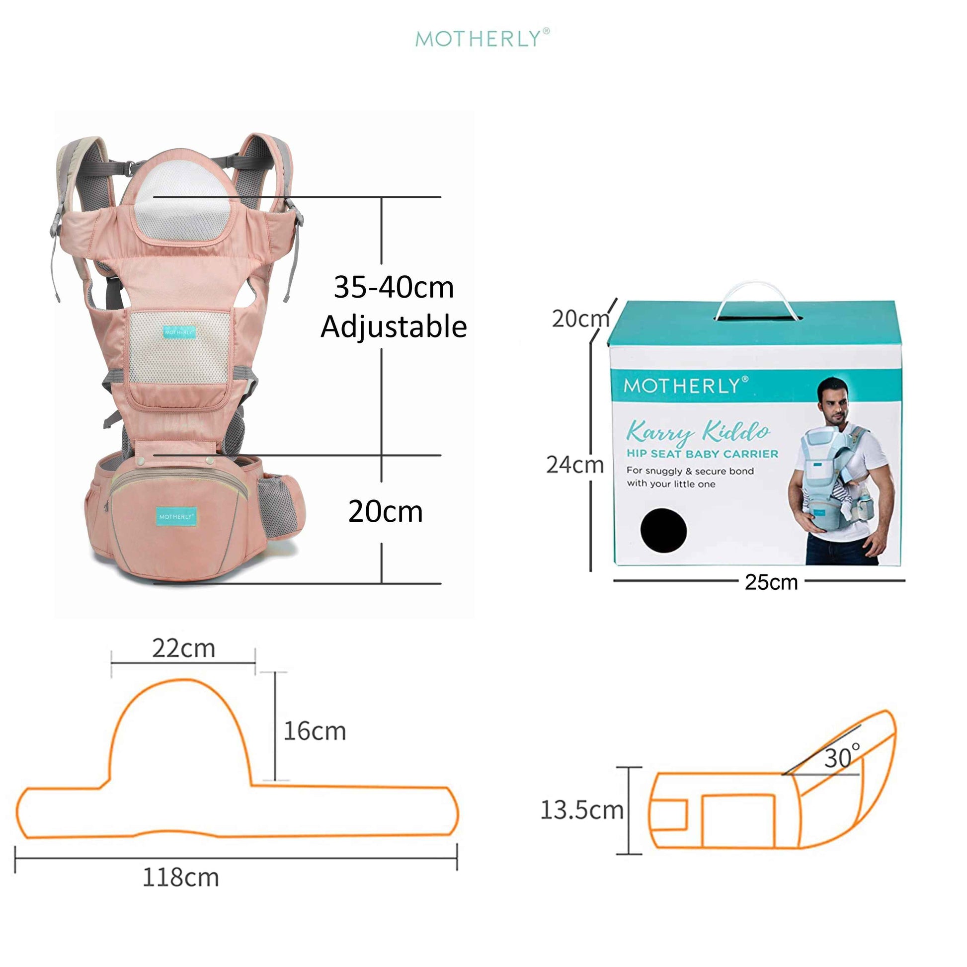 Motherly Baby Carrier for 0 to 3 Year Baby – Adjustable Hands Free 6-in-1 Baby Carrier with Detachable Hip Seat | baby carrier for new born |  Toddler Carrier with Head Support & Buckle Strap for Hiking & Everyday Use (Blue)