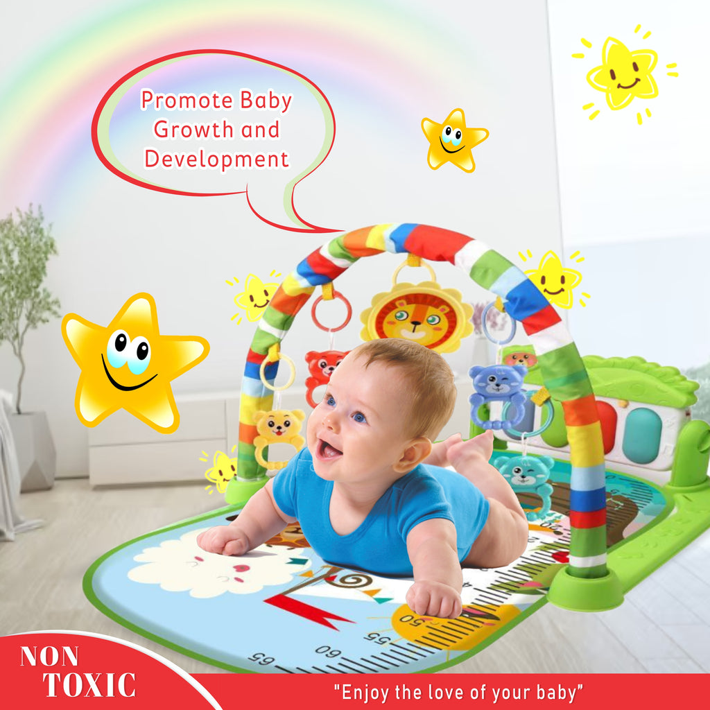 Motherly Musical Keyboard Baby Play Mat Gym with Colorful Piano and Fitness Rack - MOTHERLY
