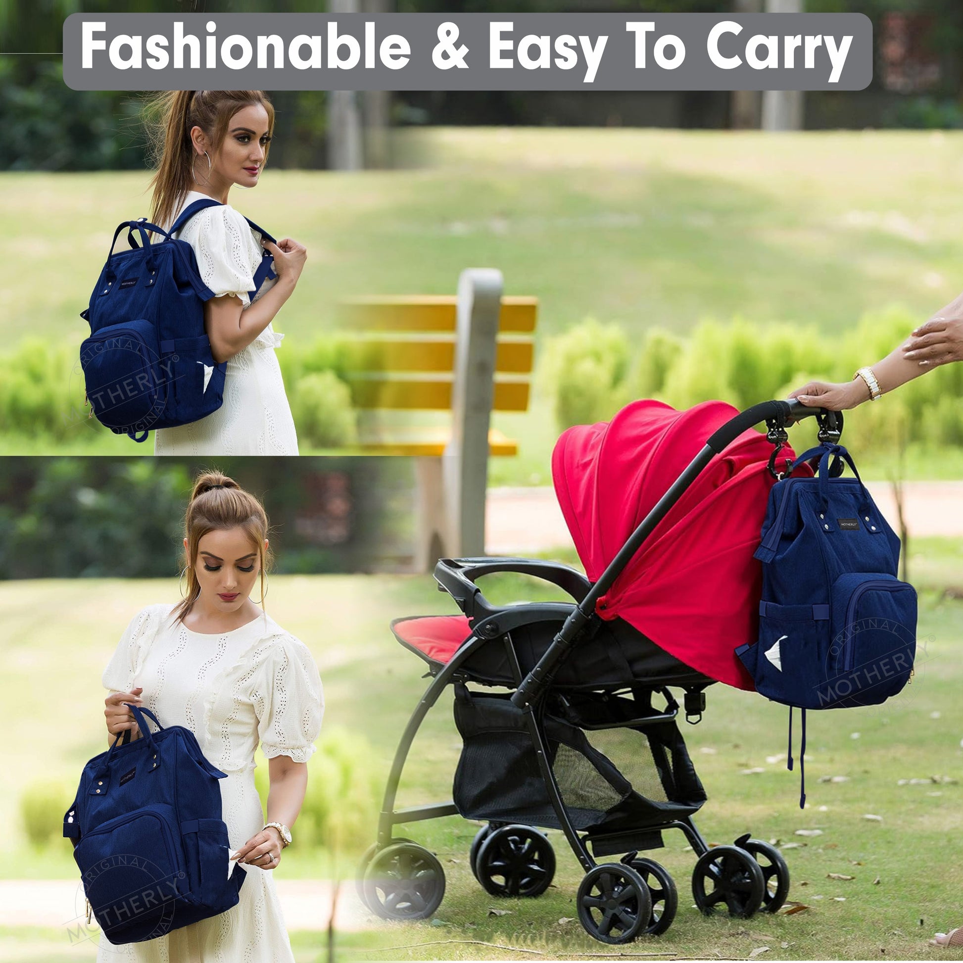 Motherly Crown Diaper Bag for Mothers for Travel with Mat, Stroller Hook, Bottle Cover/Multipocket Baby Bag/Water-resistant Diaper bags for mom/Maternity Bags for Mother and Baby - MOTHERLY