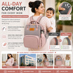 Motherly Crown Melange Fabric Diaper Bag for Travel & Maternity, Multipocket Water-Resistant Hospital Organizer for Newborn Moms with Warranty