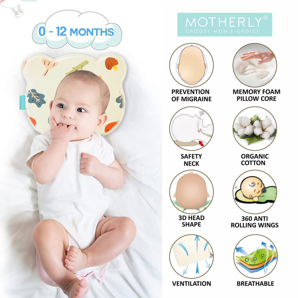Baby Head Support Pillow Gentle Ergonomic and Comforting Design - MOTHERLY