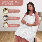 Care Cave Nursing Scarf - Gray/White Flower Print