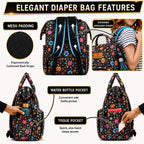 Motherly Patented Diaper Bag Backpack for Moms | Waterproof Baby Travel & Maternity Bag | Spacious Nappy Bag with Insulated Bottle Pockets & Warranty  (Elegant Series)