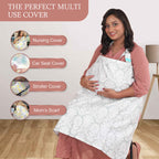 Care Cave Nursing Scarf - Gray/White Flower Print