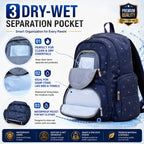 Motherly Elite Diaper Bag for Mothers for Travel, Maternity Bag for Newborn Baby, Mother Travelling Bag, Multiple Pocket Water Resistant Hospital Bag for moms with complimentary offers (Blue Flower)