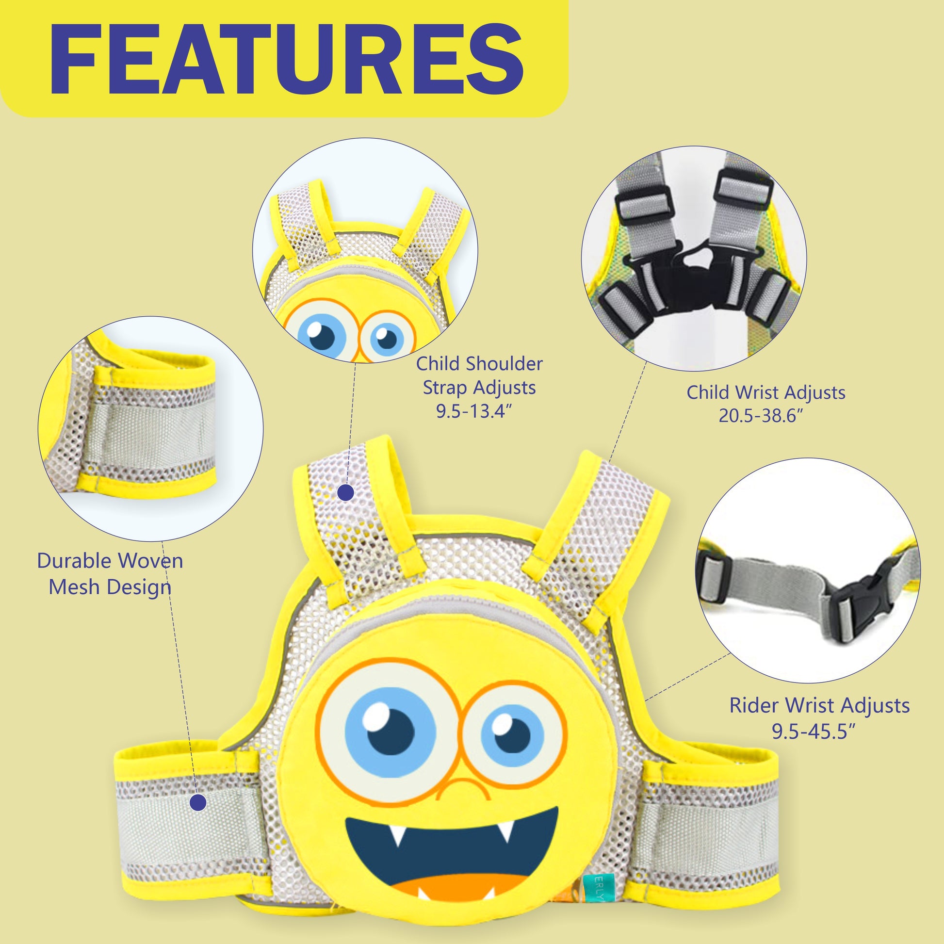Motherly Children's Motorcycle Safety Harness Safe, Stylish Riding Companion with Two Wheeler Child Safety Belt - MOTHERLY