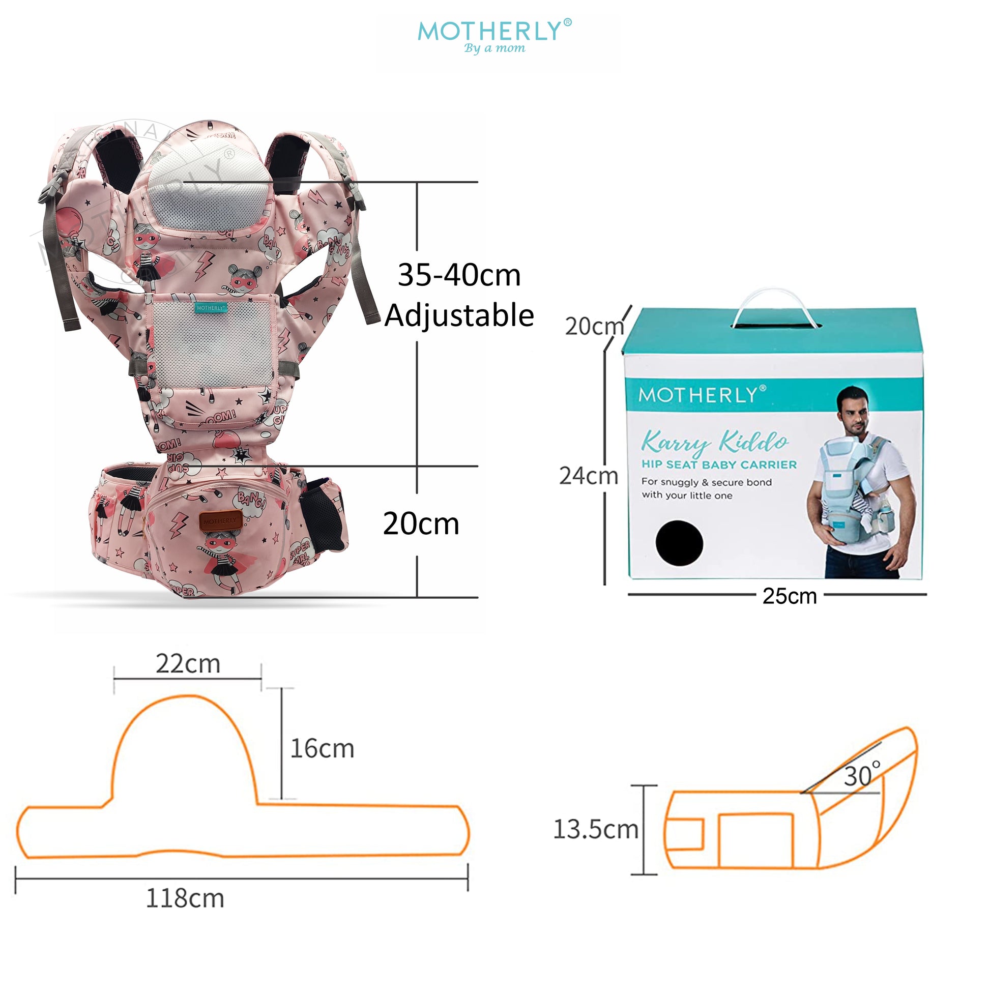 Motherly Baby Carrier for 0 to 3 Year Baby – Adjustable Hands Free 6-in-1 Baby Carrier with Detachable Hip Seat | baby carrier for new born |  Toddler Carrier with Head Support & Buckle Strap for Hiking & Everyday Use - MOTHERLY
