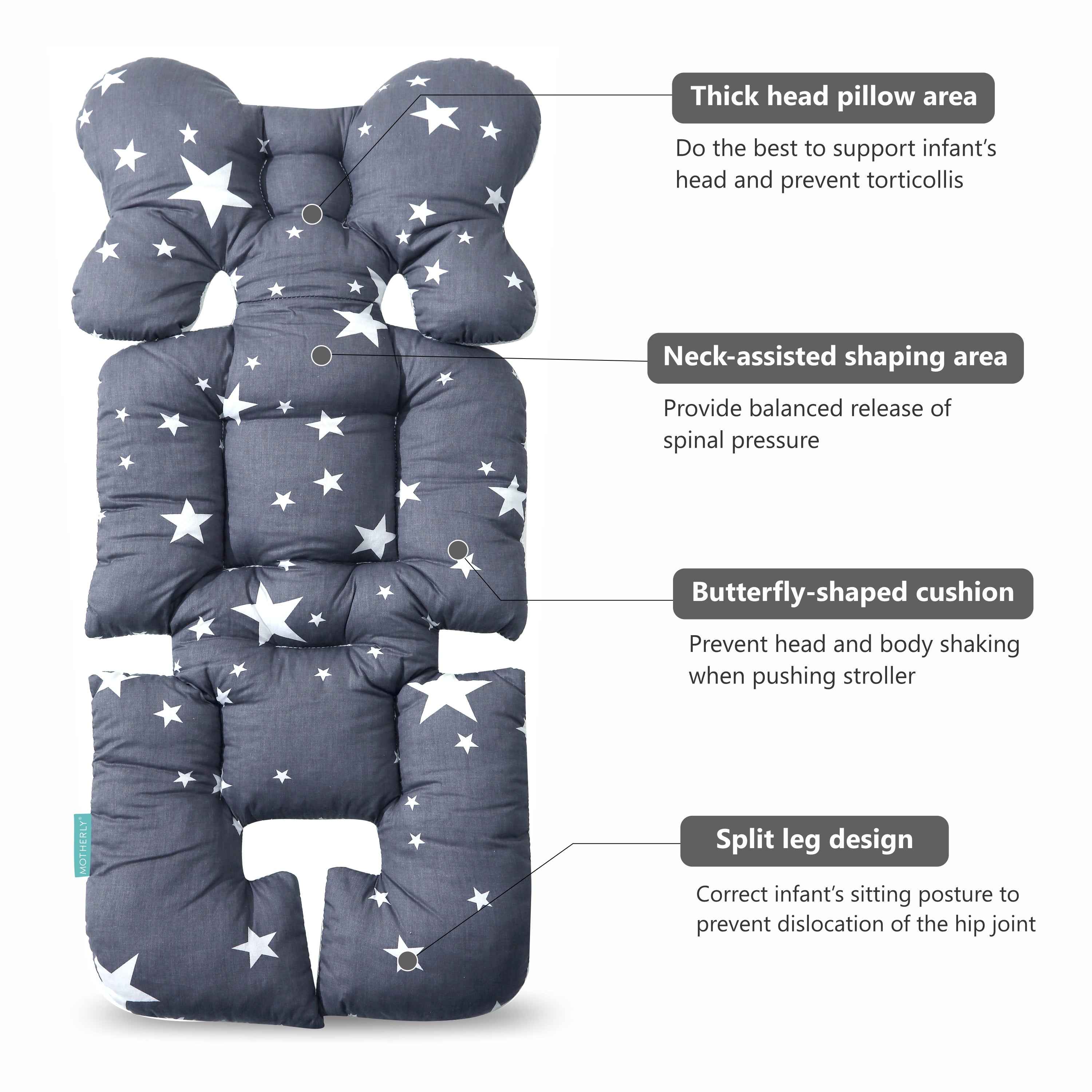 Stroller Seat Cushion - White Star