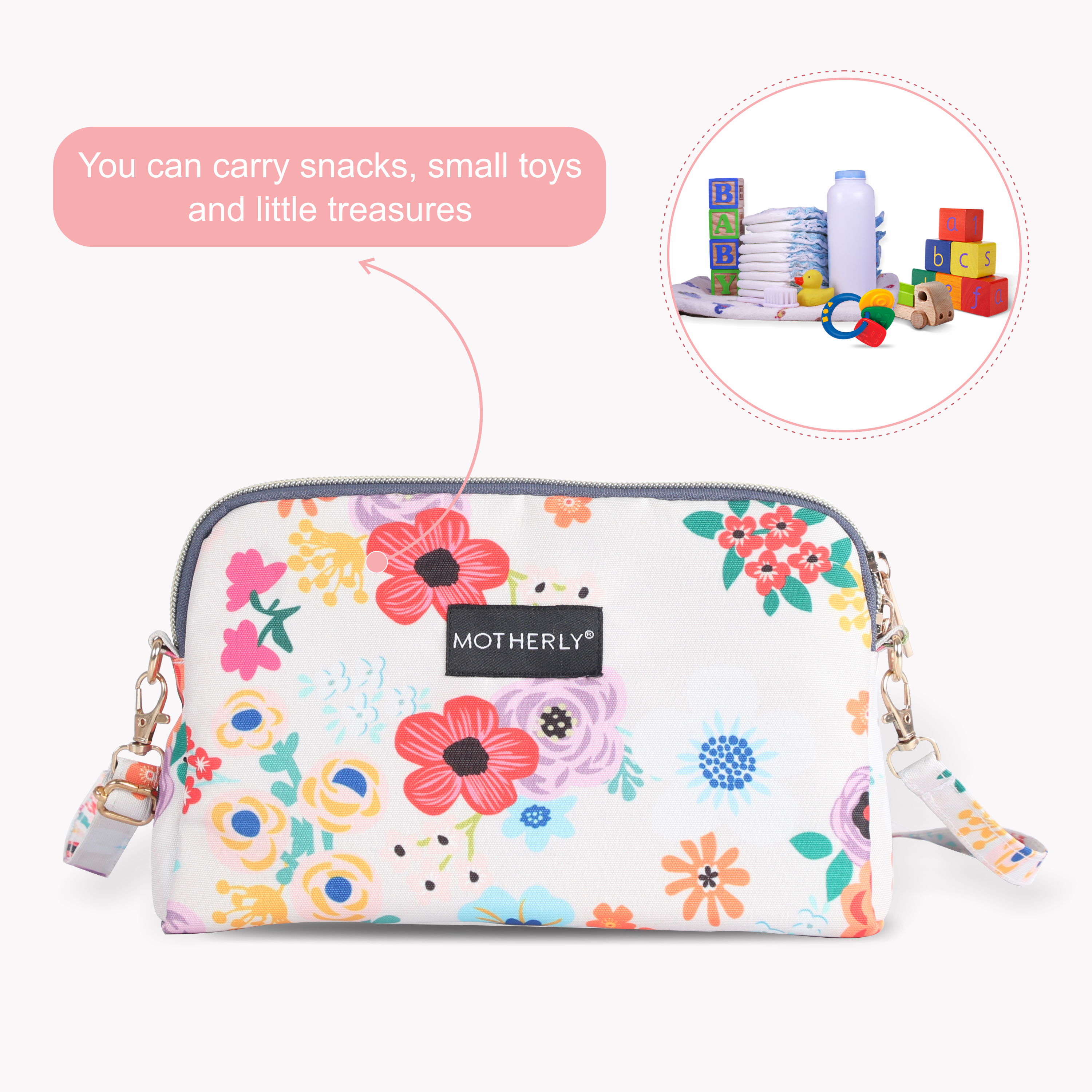 Motherly Diaper Organization Pouches, Pretty Travel Toiletry Bag Set for Women, Stylish Party Clutch or Handbag - MOTHERLY