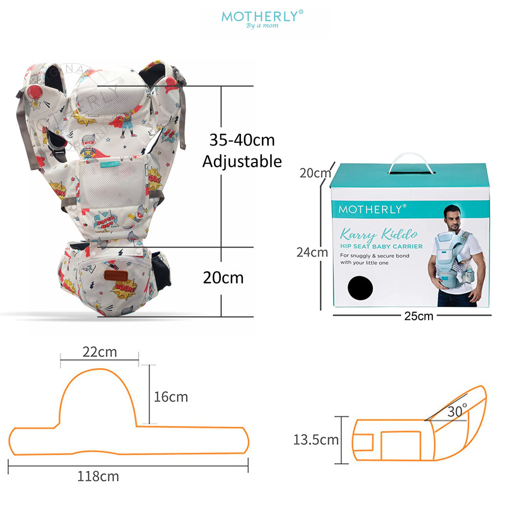 Motherly Baby Carrier for 0 to 3 Year Baby – Adjustable Hands Free 6-in-1 Baby Carrier with Detachable Hip Seat | baby carrier for new born |  Toddler Carrier with Head Support & Buckle Strap for Hiking & Everyday Use - MOTHERLY