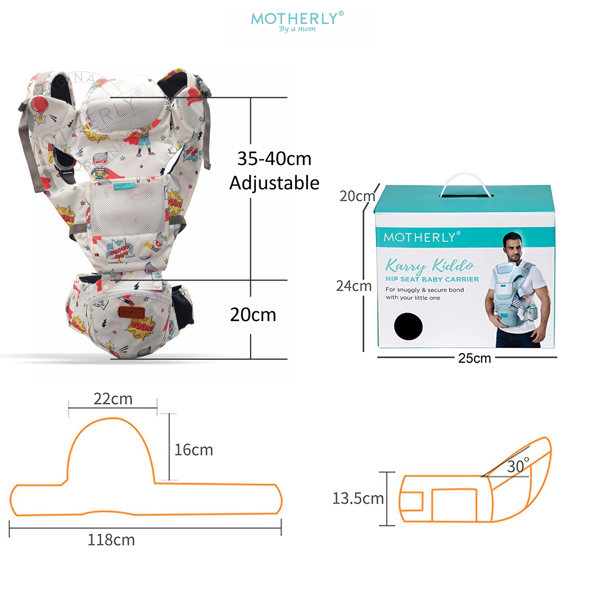 Motherly Baby Carrier for 0 to 3 Year Baby – Adjustable Hands Free 6-in-1 Baby Carrier with Detachable Hip Seat | baby carrier for new born |  Toddler Carrier with Head Support & Buckle Strap for Hiking & Everyday Use - MOTHERLY