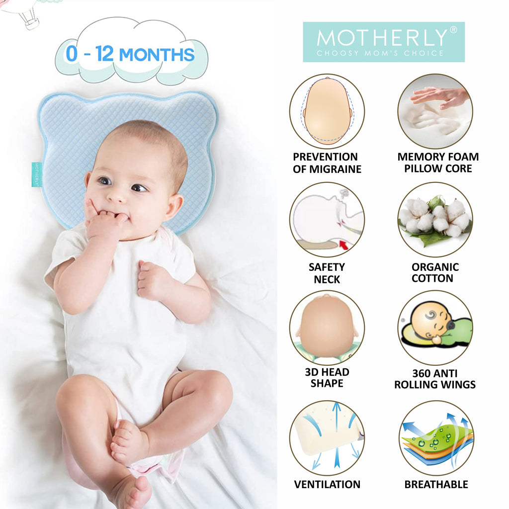 Baby Head Support Pillow Gentle Ergonomic and Comforting Design - MOTHERLY