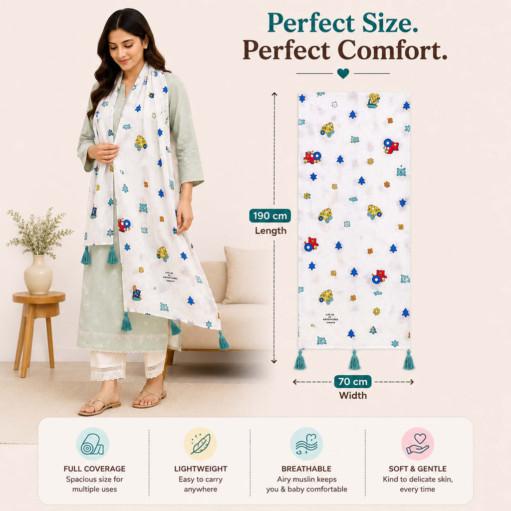 Motherly Premium Nursing Shawl for Mothers | Comfortable Breastfeeding Cover for Newborn Care