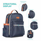 Motherly Diaper Bags For Mothers Stylish Backpacks for Moms for Travel with Stroller Hooks & Insulated Bottle Cover|6 Month Warranty |(Navy Gray) - MOTHERLY