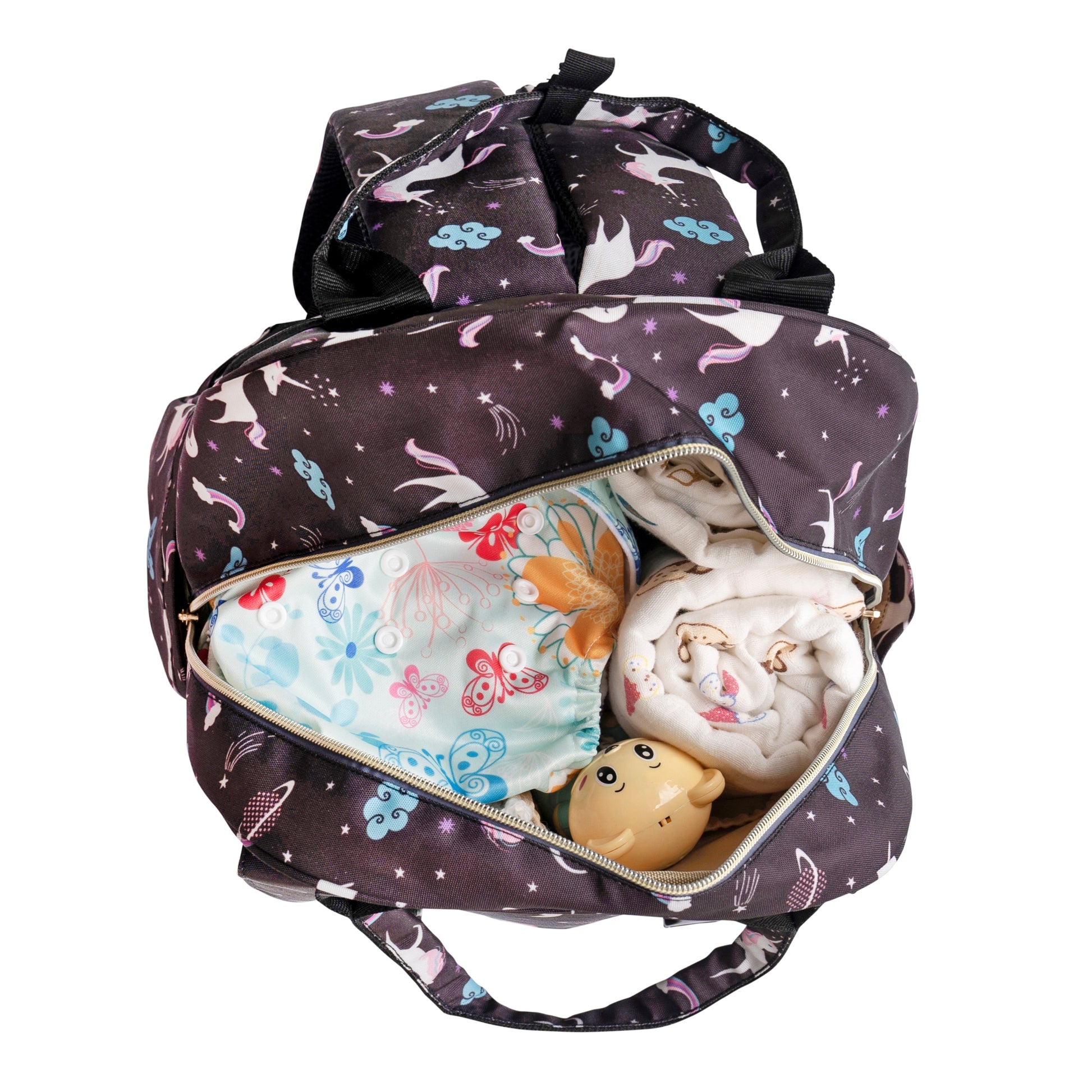 Motherly Solid Diaper Bag for Mothers for Travel, Maternity Bag for Newborn Baby, Mothers Travelling Bag, Multiple Pocket Water Resistant Baby Bag, Hospital Bag for moms (Black) - MOTHERLY