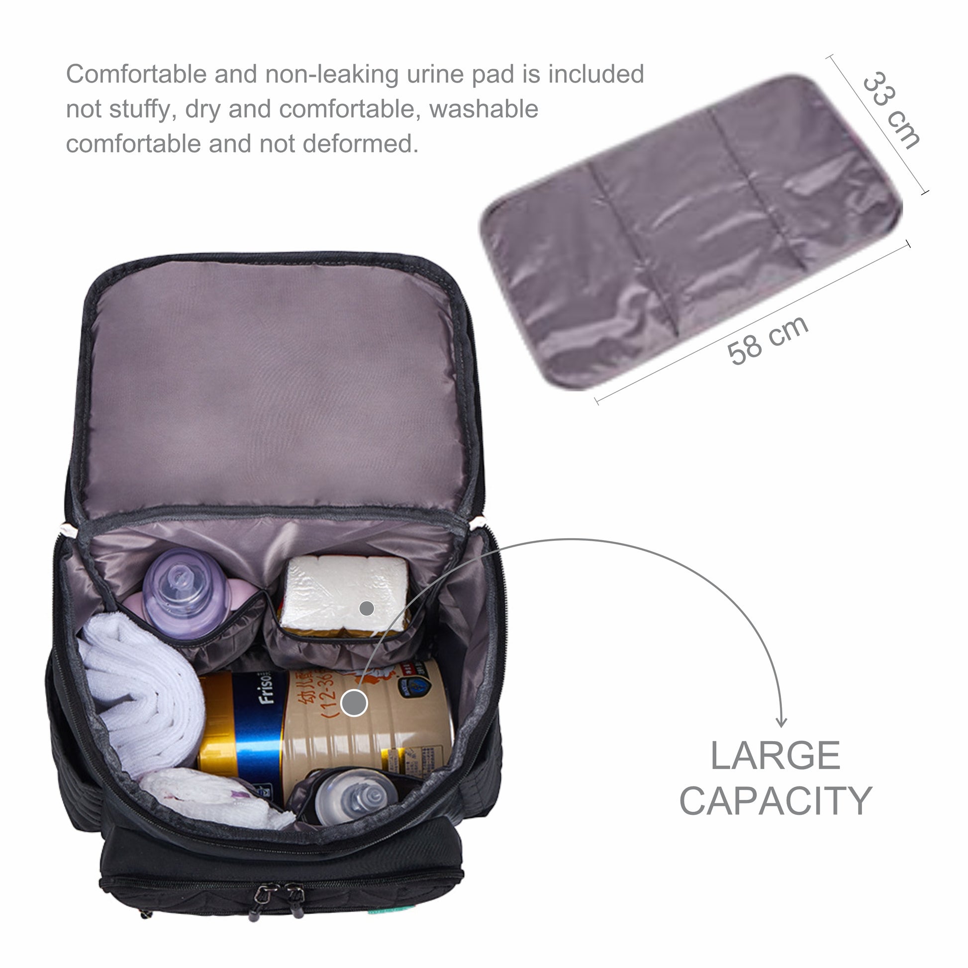 Motherly Baby Diaper Bag for Mothers specious and large travel diaper bags for Mom for travel |6 Month Warranty |(Black) - MOTHERLY
