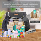 Motherly Diaper Quilted Diaper Bag for Mothers for Travel with Changing Mat - Spacious Diaper Bags for Mom | Baby Bag with Multi-Pocket Design | Maternity Bags for Mother and Baby (Black) - MOTHERLY