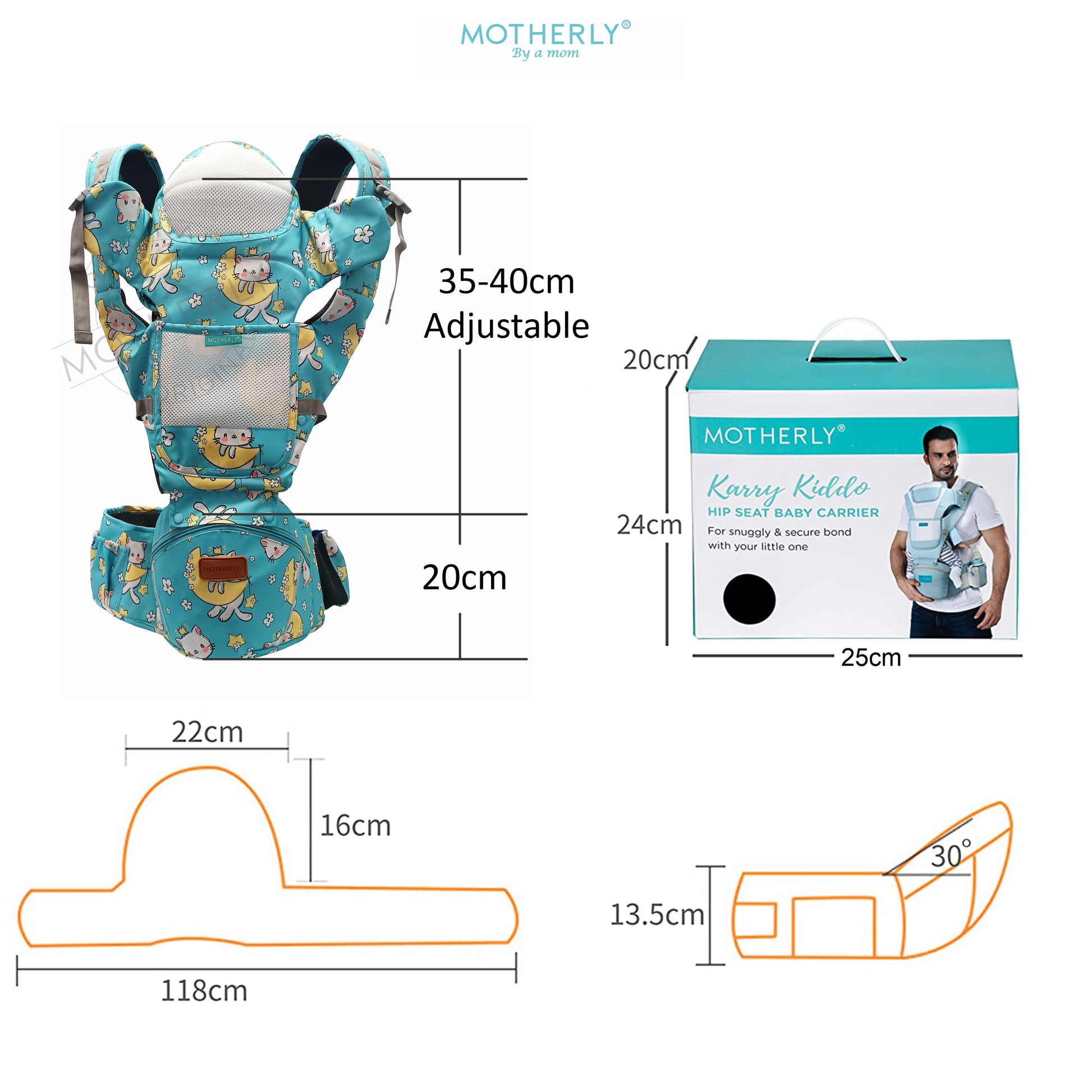 Motherly Baby Carrier for 0 to 3 Year Baby – Adjustable Hands Free 6-in-1 Baby Carrier with Detachable Hip Seat | baby carrier for new born |  Toddler Carrier with Head Support & Buckle Strap for Hiking & Everyday Use - MOTHERLY