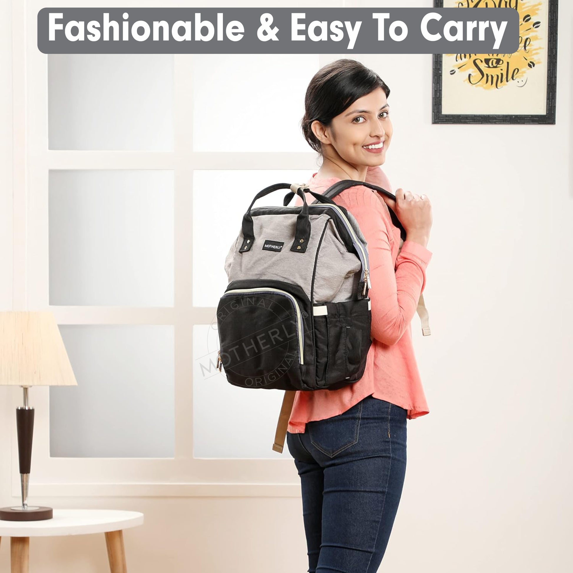 Motherly Crown Diaper Bag for Mothers for Travel with Mat, Stroller Hook, Bottle Cover/Multipocket Baby Bag/Water-resistant Diaper bags for mom/Maternity Bags for Mother and Baby - MOTHERLY