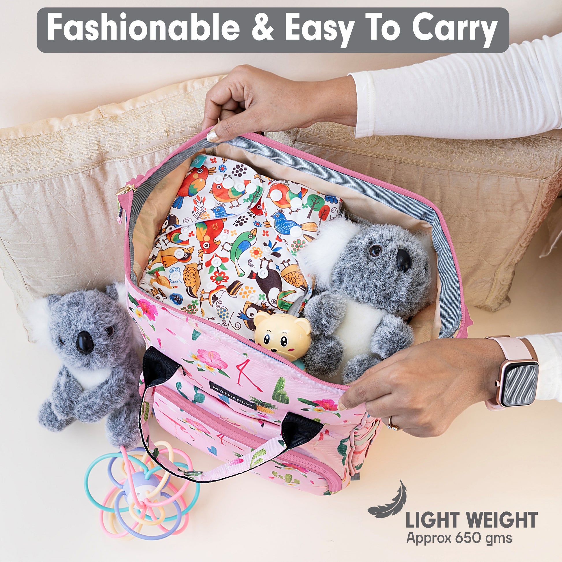 Motherly Elegant Diaper Bag for Mothers for Travel, Maternity Bag for Newborn Baby, Mothers Travelling Bag, Multipocket Water Resistant Baby Bag, Hospital Bag for Moms with Warranty
