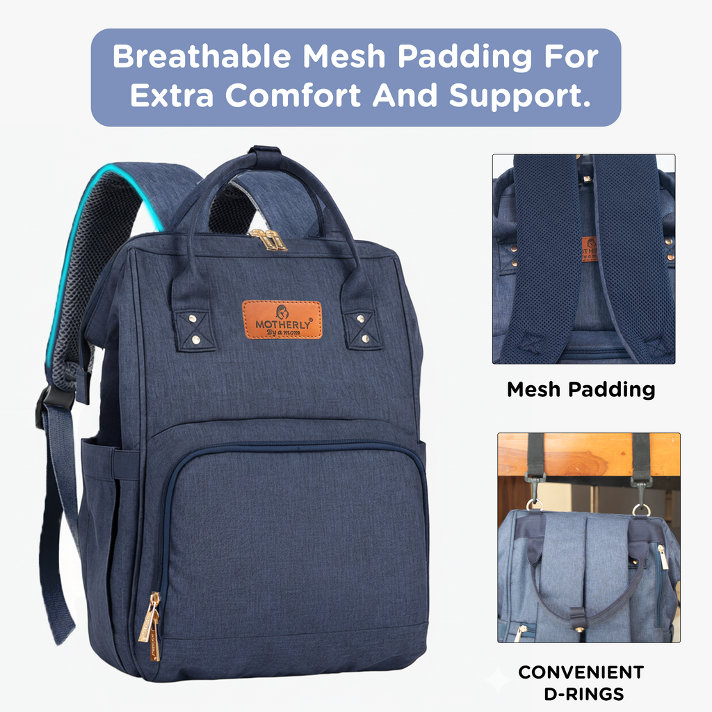 Motherly Crown Diaper Bag for Moms – Water-Resistant Travel & Maternity Bag with Multiple Pockets & 6-Month Warranty